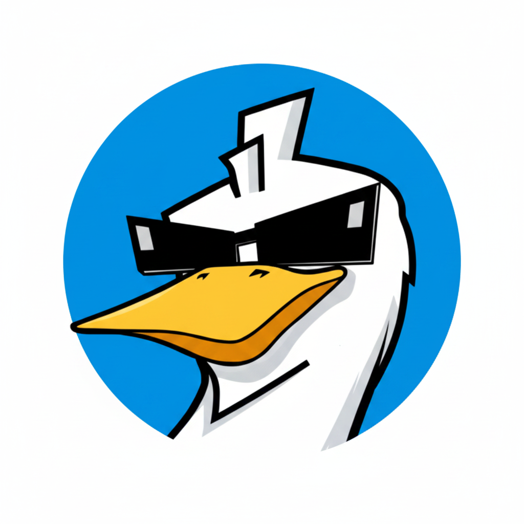 ViralDuck mascot wearing pixelated sunglasses